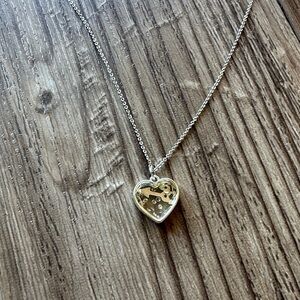 Elegant Silver White Heart Pendant Necklace